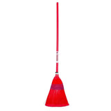 Red gorilla deluxe broom with long handle and natural fiber bristles for easy clean sweeps in red color