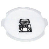 Transparent white flexible tub top with black red gorilla feed label for ultimate stackable storage bucket lids