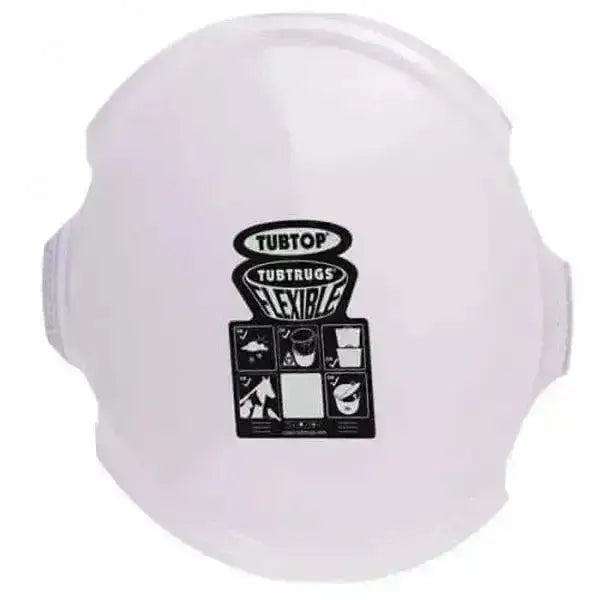 White translucent flexible tub rug with black branding and usage icons for red gorilla feed bucket lids ultimate stackable storage