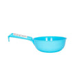 Bright blue plastic measuring cup with handle for red gorilla feed gorilla feed scoop use