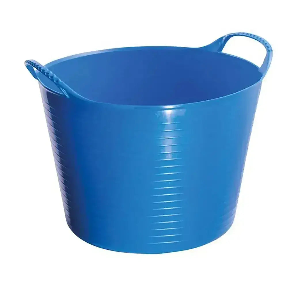 Blue plastic red gorilla flexible bucket 14l with two handles and ribbed texture from gorilla flexible buckets