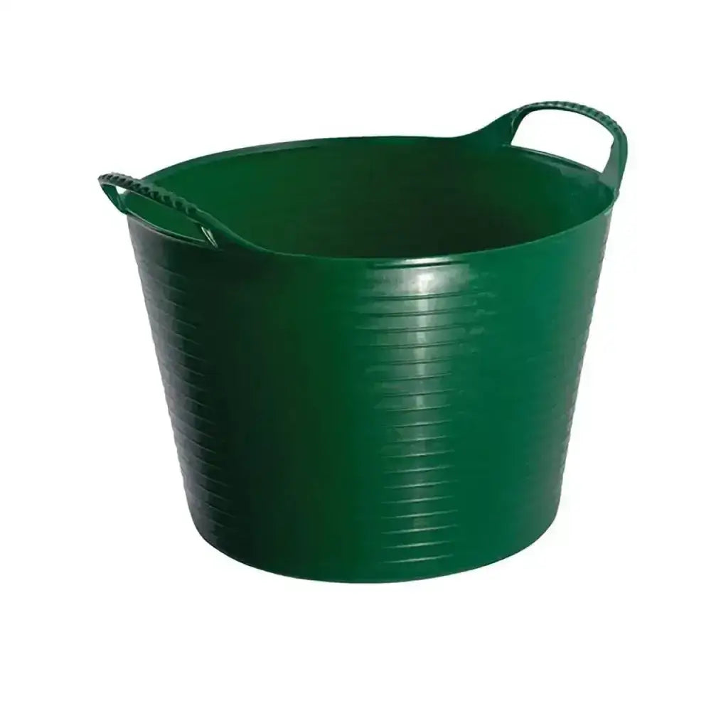 Green plastic red gorilla flexible bucket 14l with ribbed sides and integrated handles for easy carrying