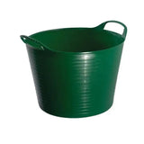Green plastic red gorilla flexible bucket 14l with ribbed sides and integrated handles for easy carrying