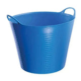 Blue plastic red gorilla flexible bucket 26l medium with two handles and vertical ribbed texture for easy carrying