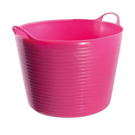 Bright pink ribbed plastic red gorilla flexible bucket with integrated handles 38l large for flexible feed bowl use