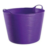 Purple plastic bucket with ribbed sides and two handles from red gorilla flexible 38L large flexible feed bowl