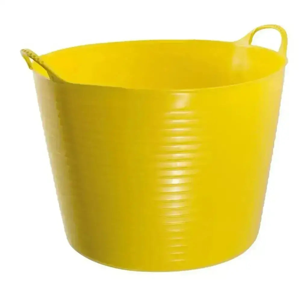Bright yellow red gorilla flexible bucket with ribbed sides and two handles 38l large flexible feed bowl