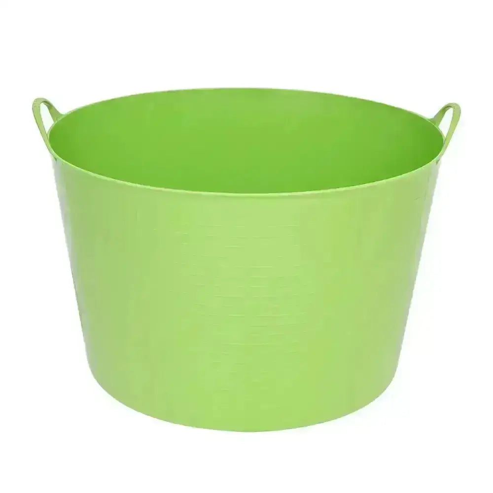 Bright lime green red gorilla flexible bucket 75l plastic storage tub with two looped handles for easy carrying