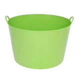 Bright lime green red gorilla flexible bucket 75l plastic storage tub with two looped handles for easy carrying