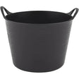 Black plastic bucket with two looped handles and ribbed texture from red gorilla flexible micro tub line