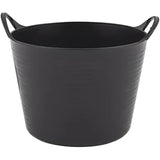 Black plastic bucket with two looped handles and ribbed texture from red gorilla flexible micro tub line