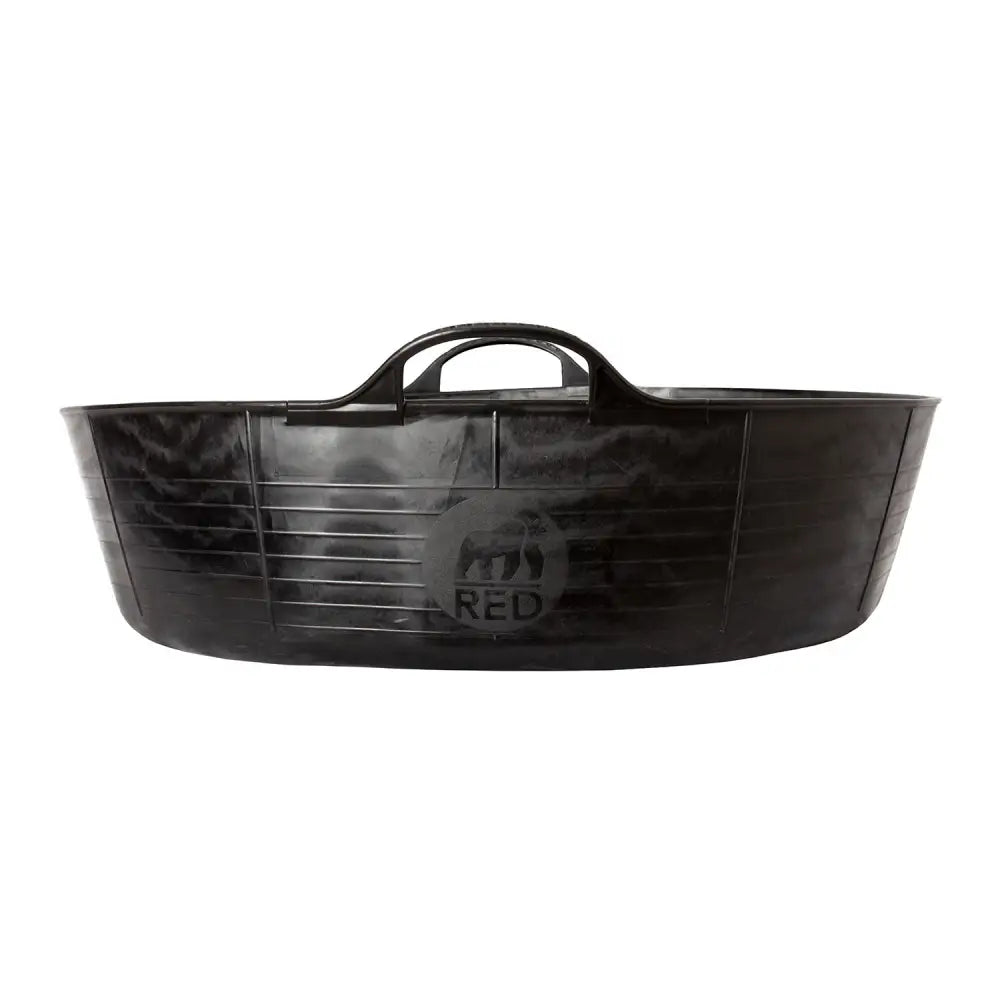 Black plastic red gorilla flexible shallow feed bowl 35l large with molded handle and embossed red logo