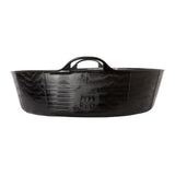 Black plastic red gorilla flexible shallow feed bowl 35l large with molded handle and embossed red logo