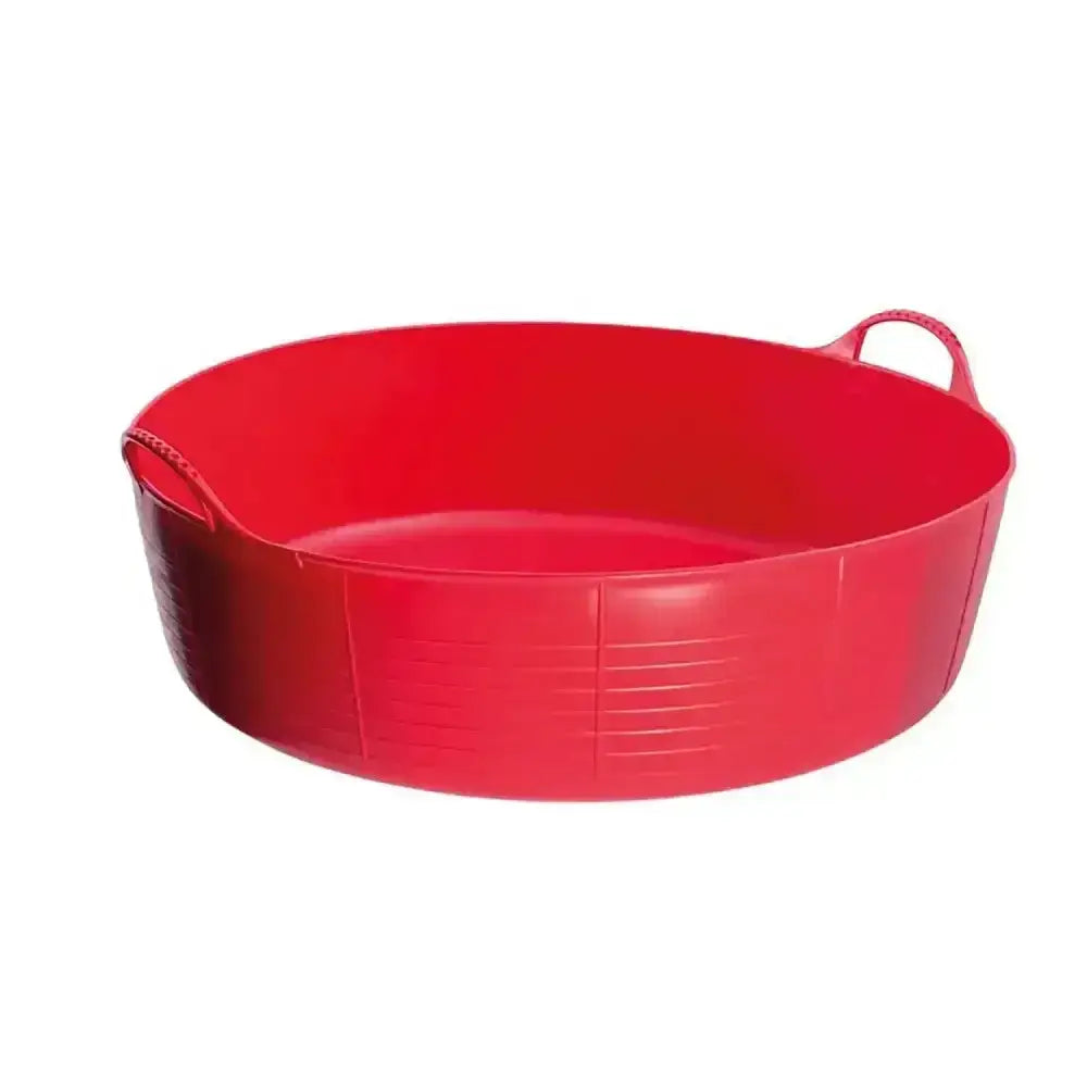 Bright red gorilla flexible shallow feed bowl 35l made of durable plastic with ribbed sides and integrated handles