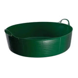 Deep green plastic red gorilla flexible shallow feed bowl with integrated handles and ribbed sides 35l capacity