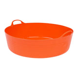 Bright orange plastic red gorilla flexible shallow feed bowl with two handles 35l large utility tub