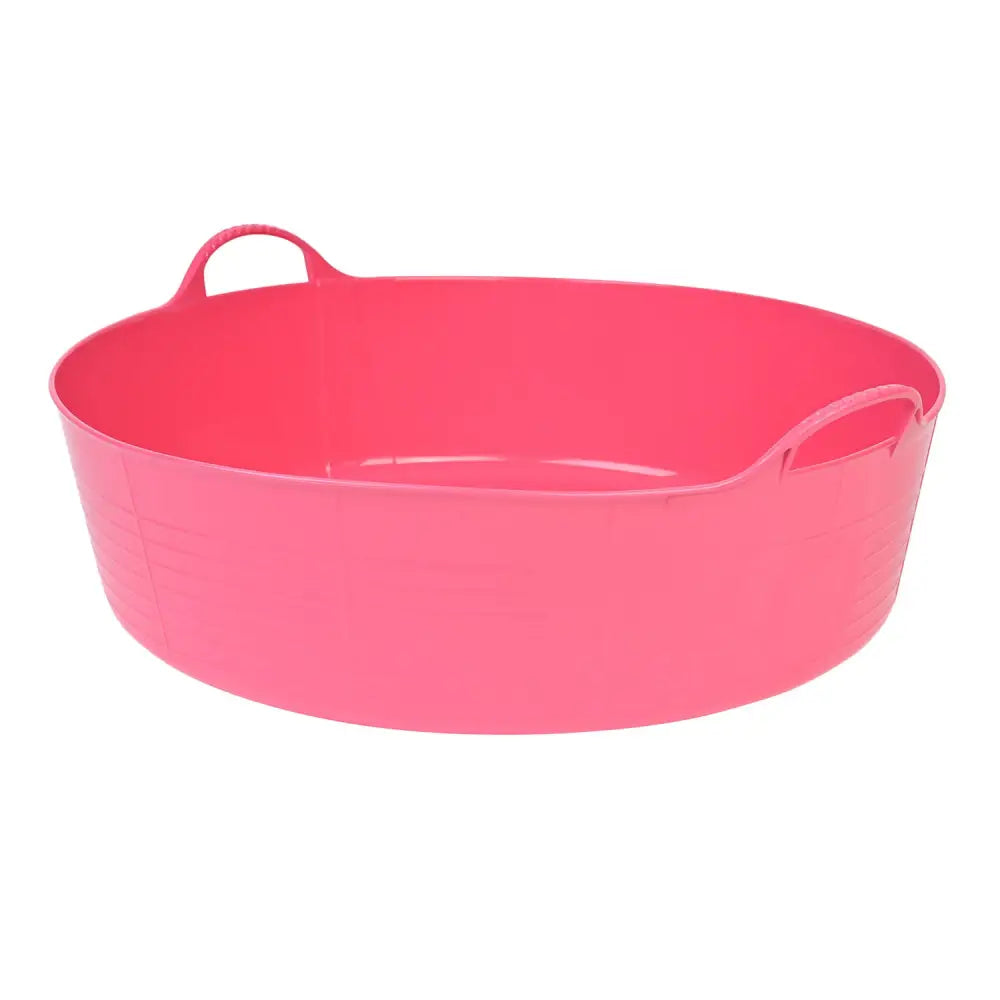 Bright pink oval plastic tub with two handles from red gorilla flexible shallow feed bowls 35l large collection