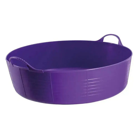Purple plastic utility tub with two handles part of red gorilla flexible shallow feed bowls 35l collection