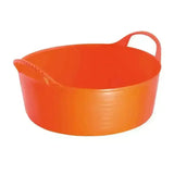 Bright orange red gorilla flexible shallow bucket with two handles perfect as shallow feed bowls and utility tubs