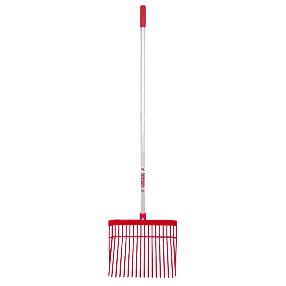 Red gorilla pc bedding fork straight handle with red plastic rake and balanced aluminium handle for gardening tasks