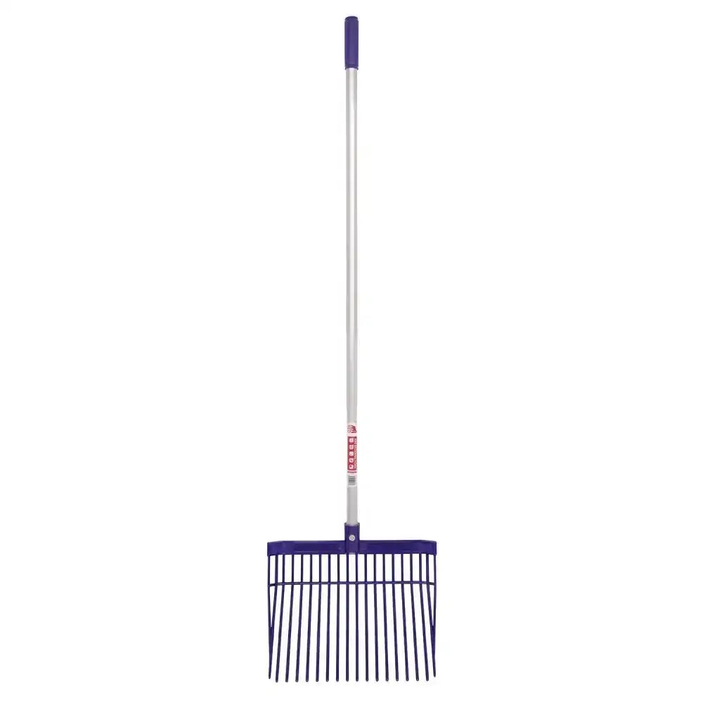 Purple plastic-handled gorilla pc bedding fork straight with balanced aluminium handle and black tines for gardening