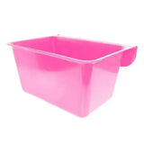 Bright pink plastic rectangular red gorilla plas manger with handle for easy coloured feed storage and use