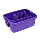 Purple plastic red gorilla plas tote tray with integrated handle and side grips for easy carrying and storage