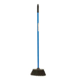 Red gorilla poly yard broom with blue handle black bristles and textured grip for easy outdoor cleaning