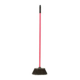 Red gorilla poly yard broom with pink handle black bristles and textured grip for easy sweeping tasks