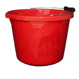 Red gorilla premium red plastic bucket with weather-resistant bucket features and strong metal handle embossed logo