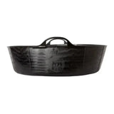 Black plastic pet carrier with handle and embossed logo from red gorilla recycled shallow tub black line
