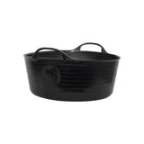 Black plastic red gorilla recycled shallow tub black with two handles and ribbed texture for utility use