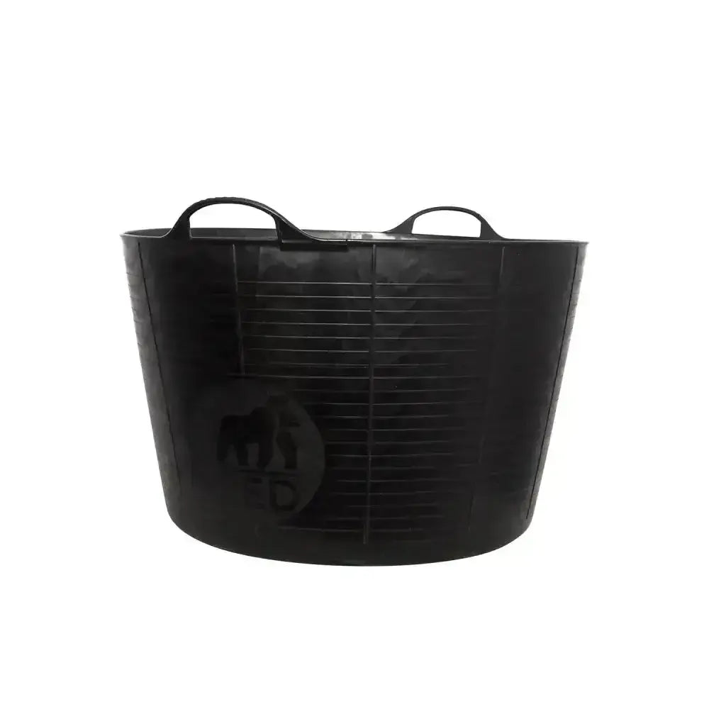 Black red gorilla recycled tub with ribbed texture and two handles made of sturdy recycled plastic utility bucket