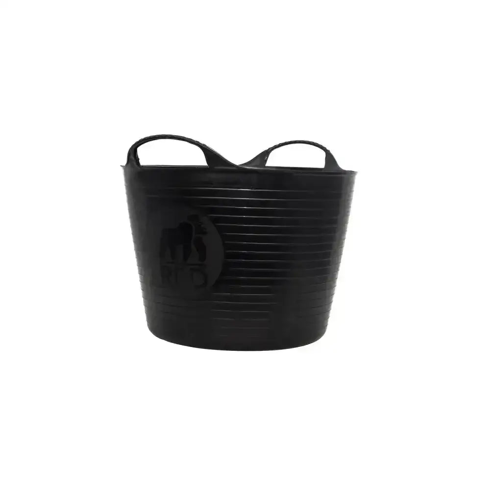 Black ribbed plastic utility bucket with two handles red gorilla recycled tub black for heavy duty use