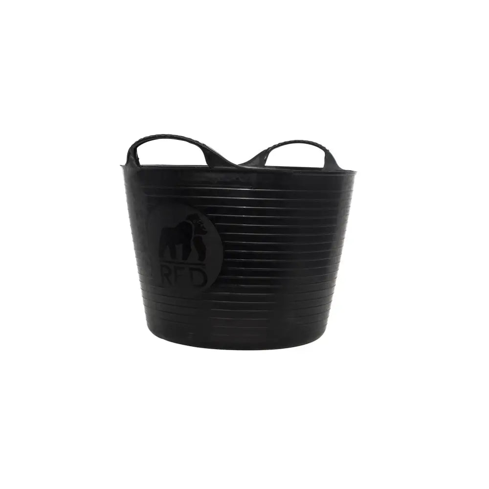 Black ribbed red gorilla recycled tub with two handles and subtle logo made from recycled tub black plastic