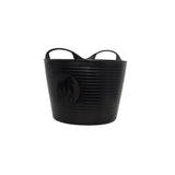 Black ribbed red gorilla recycled tub with two handles and subtle logo made from recycled tub black plastic