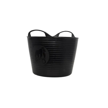 Black ribbed red gorilla recycled tub with two handles and subtle logo made from recycled tub black plastic