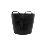 Black rubber red gorilla recycled tub with two handles and subtle embossed logo for easy carrying