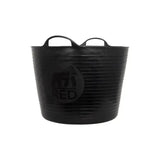 Black rubber red gorilla recycled tub with two handles and textured ribbed surface for heavy-duty use