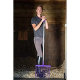 Purple plastic rake with metal handle and wire mesh head for red gorilla riddler fork straight use
