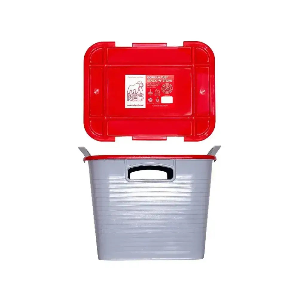 Red gorilla stack n store red and gray plastic tack storage box with ribbed texture and space-saving design