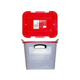 Red gorilla stack red and gray plastic tack storage box with ribbed texture and space-saving lid for organized storage