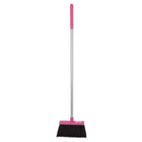 Red gorilla tidee broom with pink comfort grip handles silver metal shaft and black bristles for easy sweeping