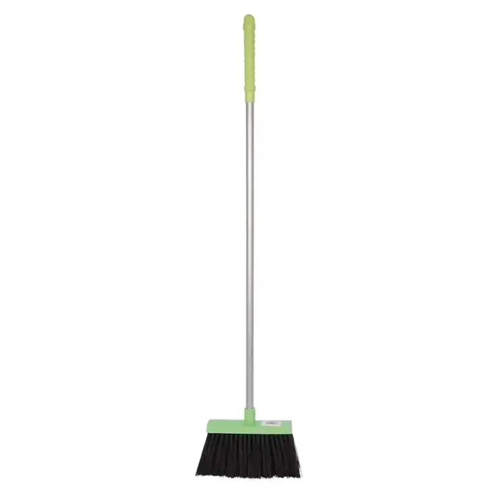 Red gorilla tidee gorilla tidee broom with lime green comfort grip handles silver shaft and black bristles