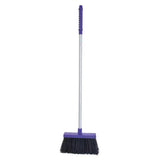 Purple-handled red gorilla tidee broom with silver metal shaft black bristles and comfort grip handles for easy cleaning