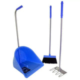 Blue plastic dustpan with silver metal handle and blue grip from the red gorilla tidee companion set