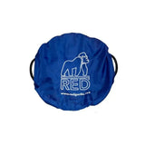 Blue fabric carry bag with white gorilla logo and red branding for red gorilla tubcover feed bucket cover