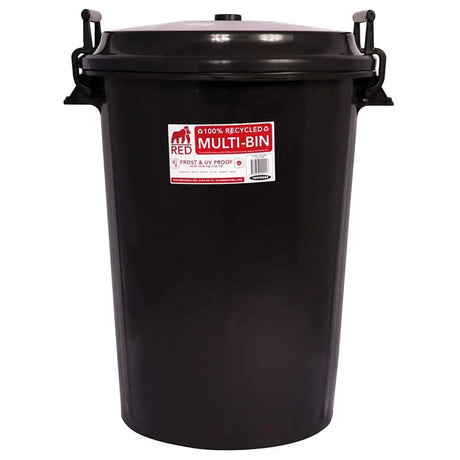 Black red gorilla tubtrug multibin with secure clip lid made from 100 percent recycled plastic and side handles