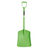 Light green plastic gorilla tubtrug shovel with d-shaped handle and turbugs logo on the shaft