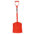 Red gorilla tubtrug shovel made of red plastic with d-shaped handle and turtrugs branding on the shaft